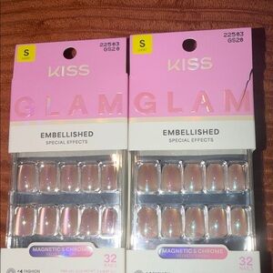 Kiss Embellished Magnetic & Chrome Press-On Nails - Pink Iridescent
